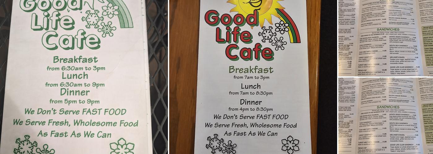 Good Life Cafe Menu