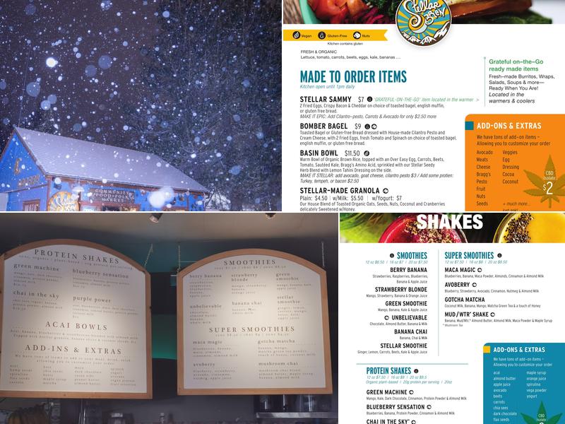 Stellar Brew & Natural Cafe Menu