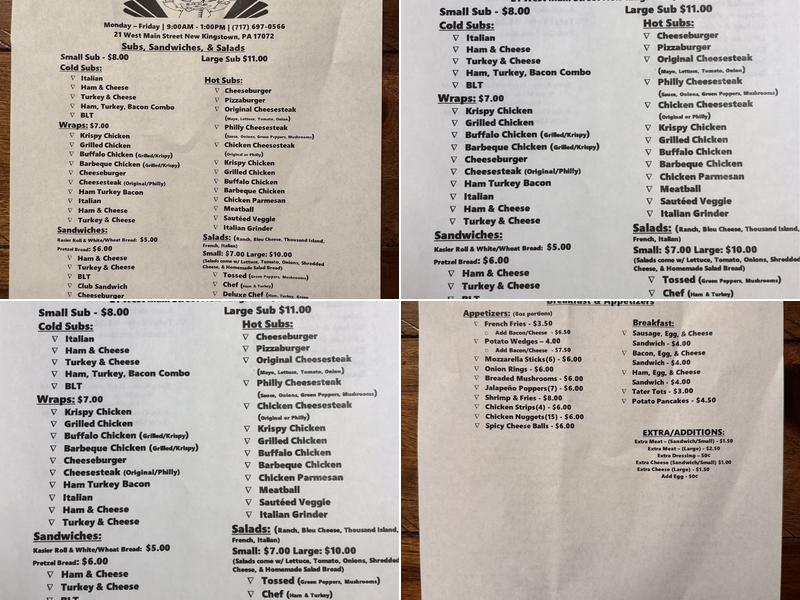 New Kingstown Market Menu