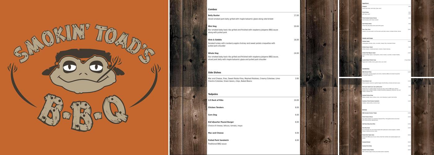Smokin' Toad's BBQ Menu
