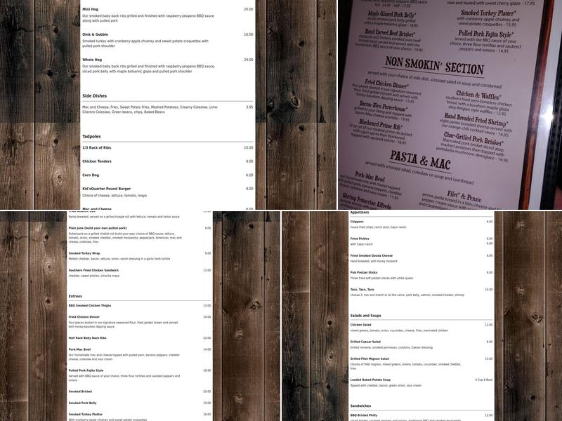 Smokin' Toad's BBQ Menu