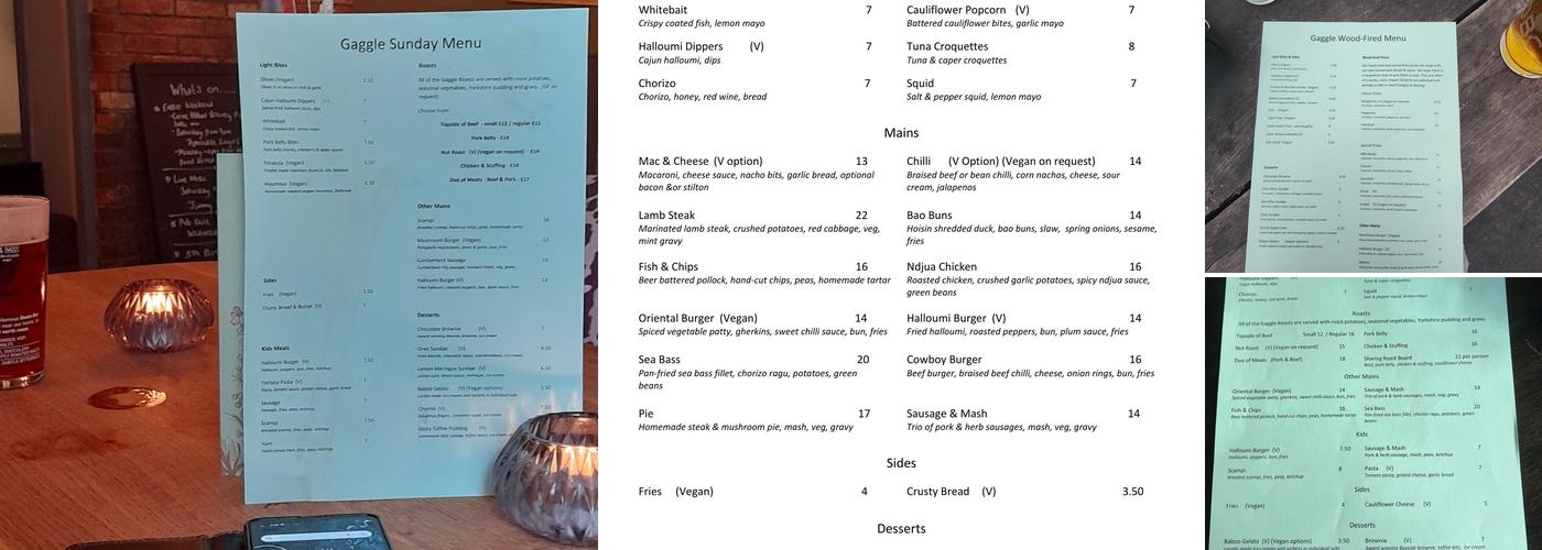 Gaggle of Geese Menu