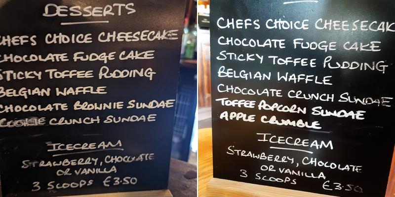 The White Post Inn Menu