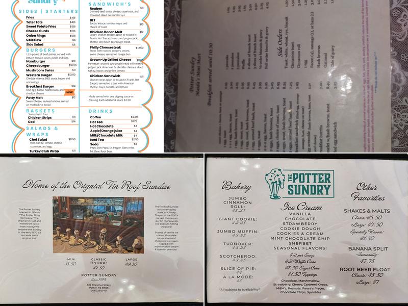 The Potter Sundry Menu