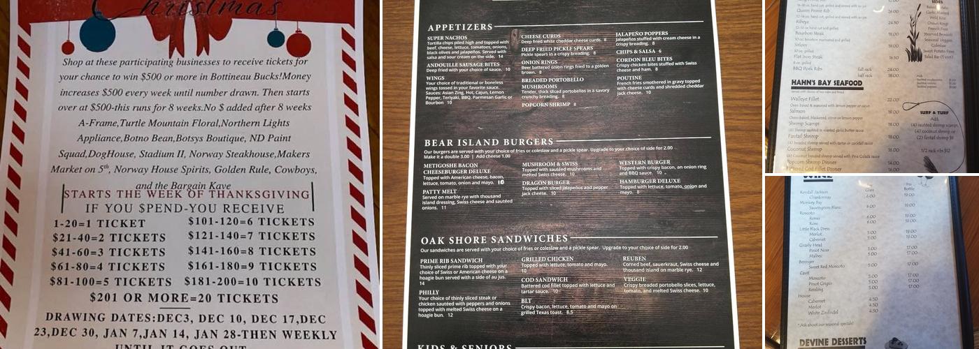 A Frame Bar and Grill Menu
