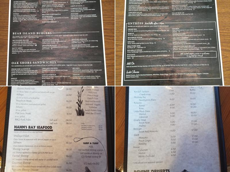 A Frame Bar and Grill Menu