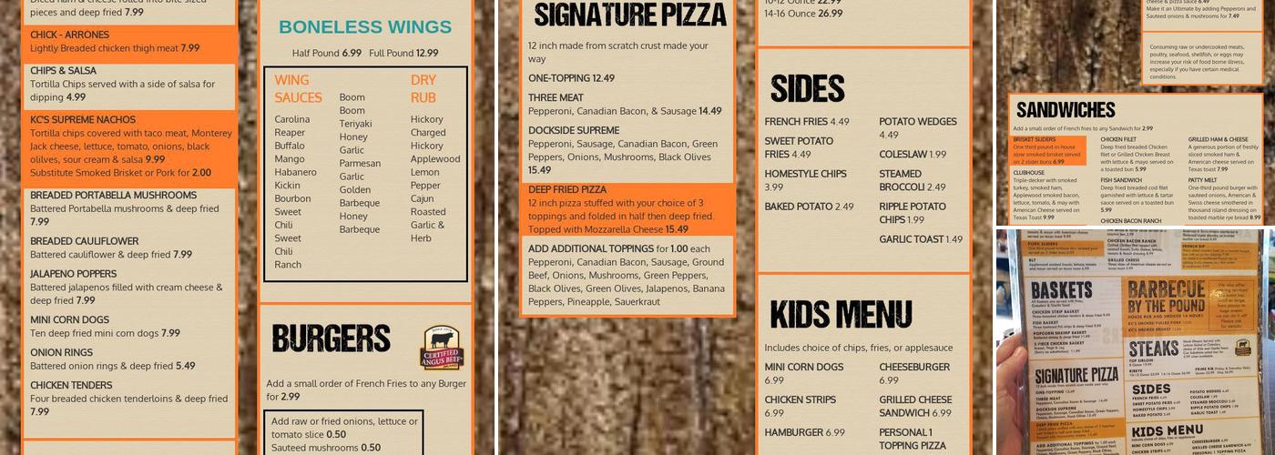 Dockside Lounge Menu