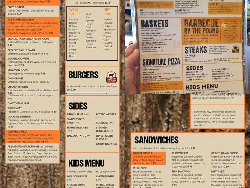 Dockside Lounge Menu