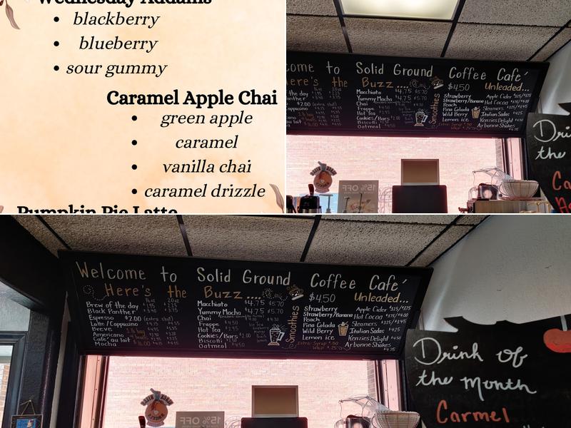Solid Ground Coffee Menu