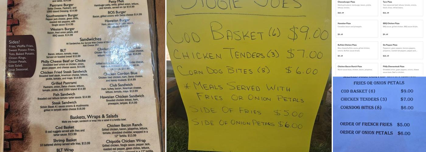 Stogie Joe's Menu