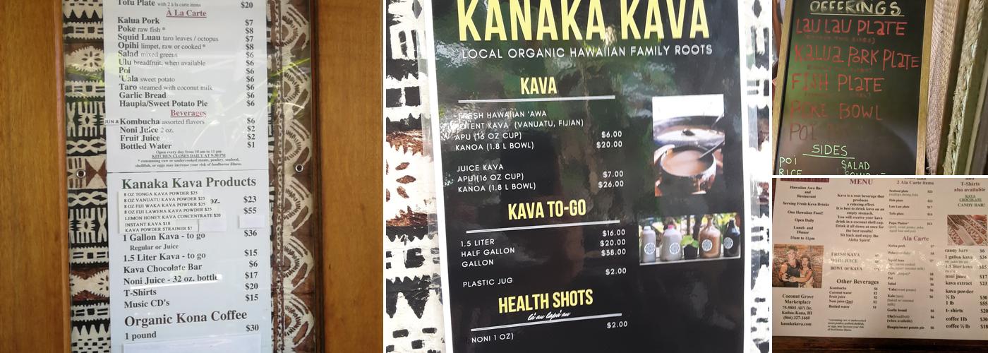 Kanaka Kava Menu