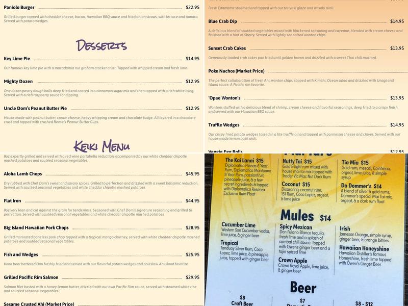 Sunset Kai Lanai Menu