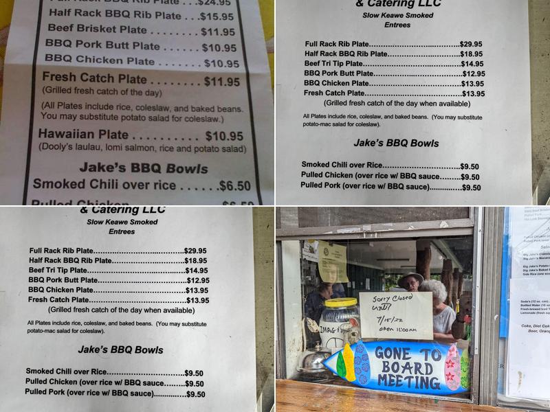 Big Jake's Island B-B-Q Menu