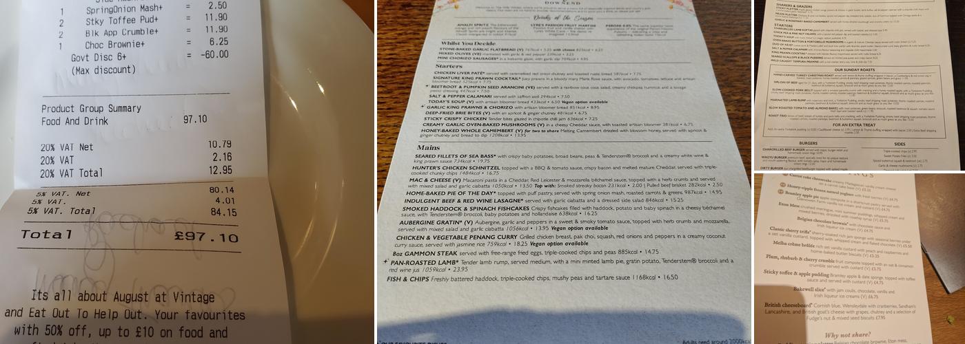 The Willy Wicket Menu