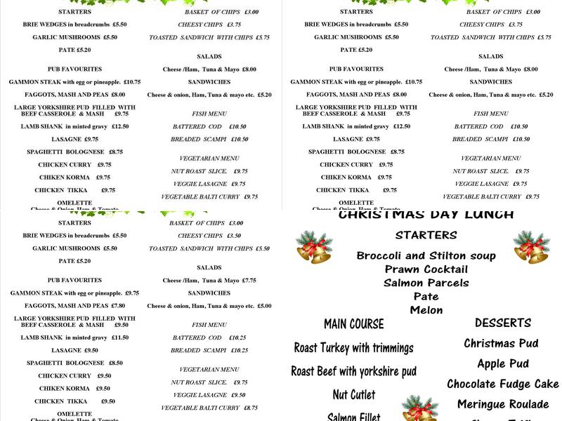 The New Inn Menu