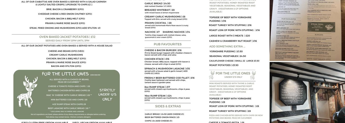 White Hart Inn Menu