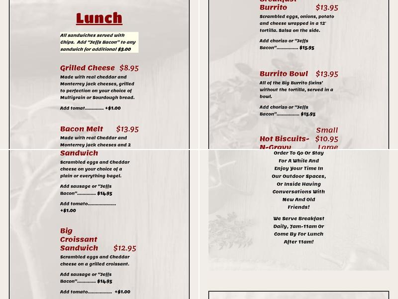 Chillin' Internet Cafe Menu