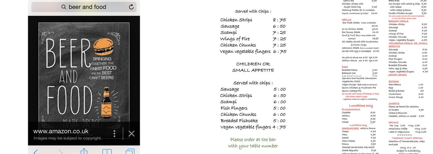 The Anchor Inn, Epney Menu