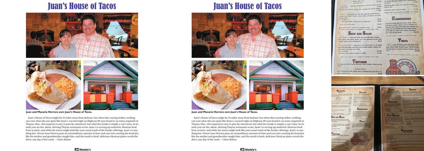 Juan's House of Tacos Menu