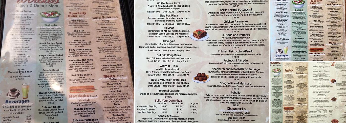 Tootsies Menu