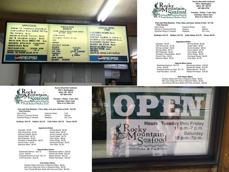 Rocky Mountain Seafood Menu