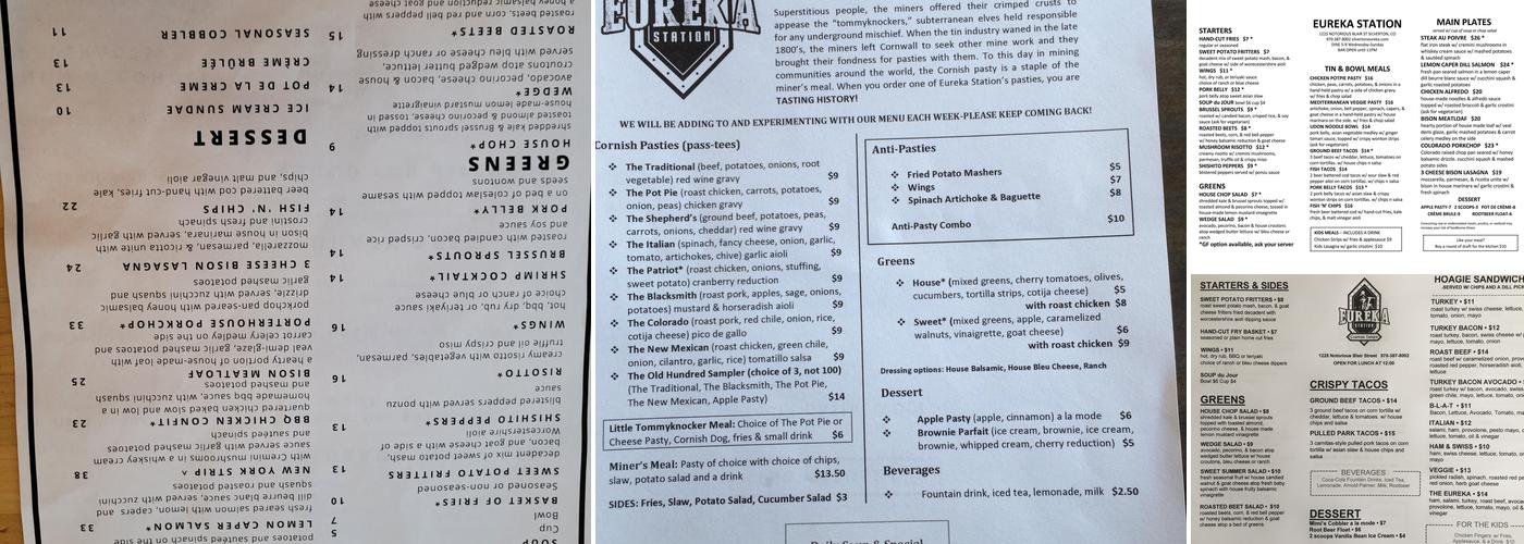 The Eureka Station Menu