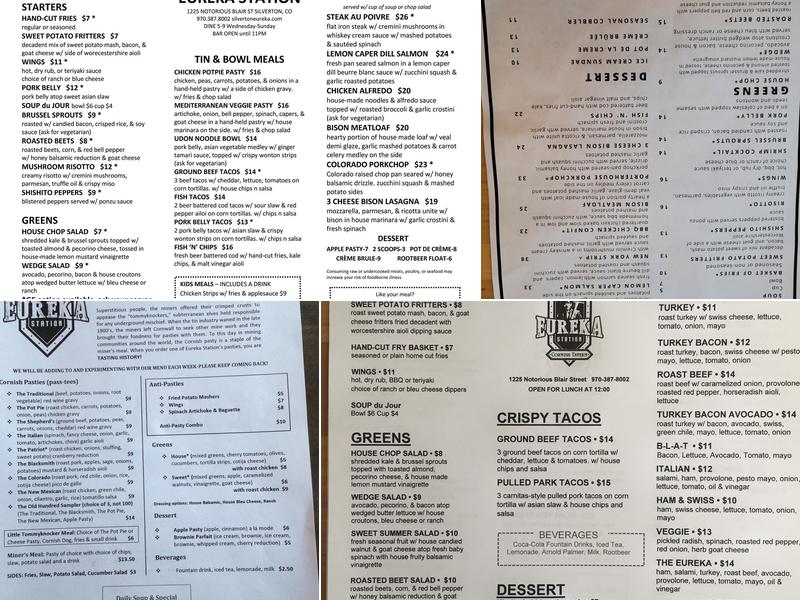 The Eureka Station Menu