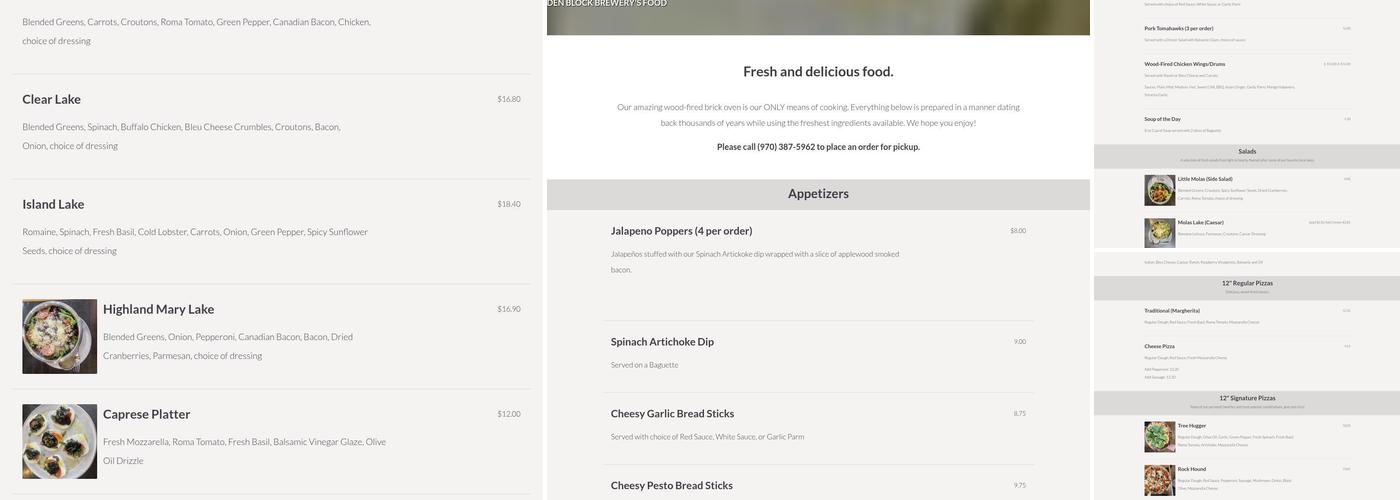 Golden Block Brewery Menu