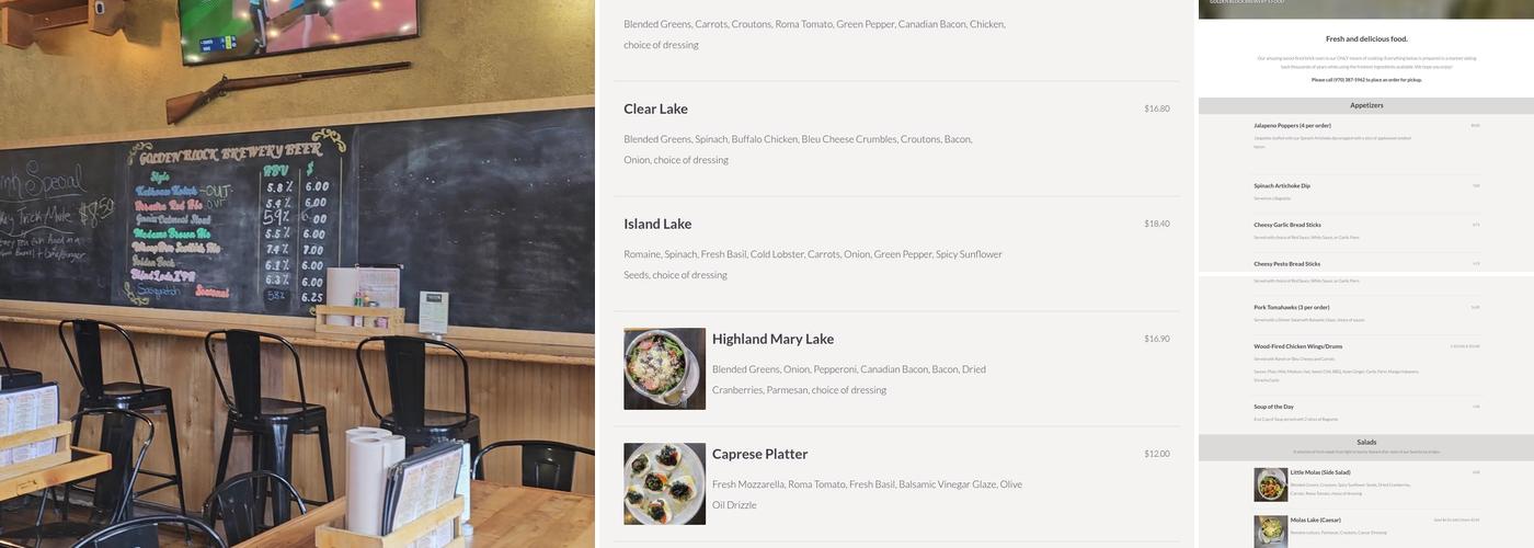 Golden Block Brewery Menu