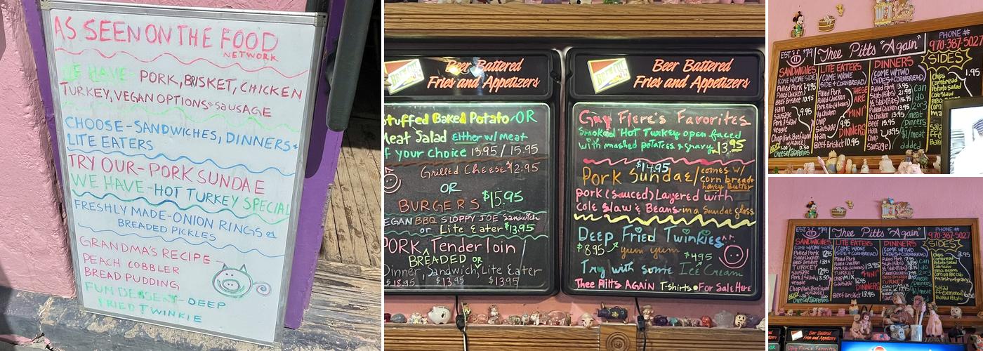 Thee Pitts Again Menu