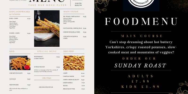 Duke Of Bridgewater Menu