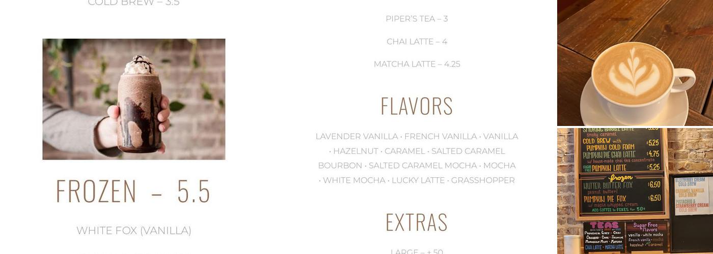 Foxtrot Coffee Menu