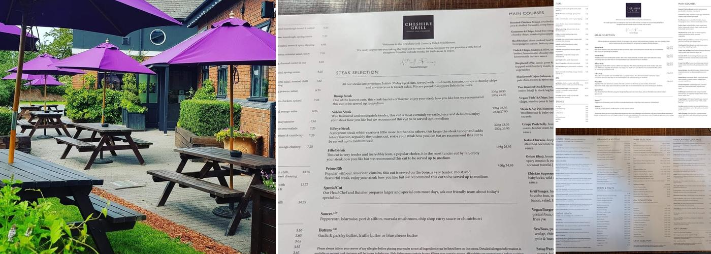 Cheshire Grill Country Pub & Steakhouse Menu