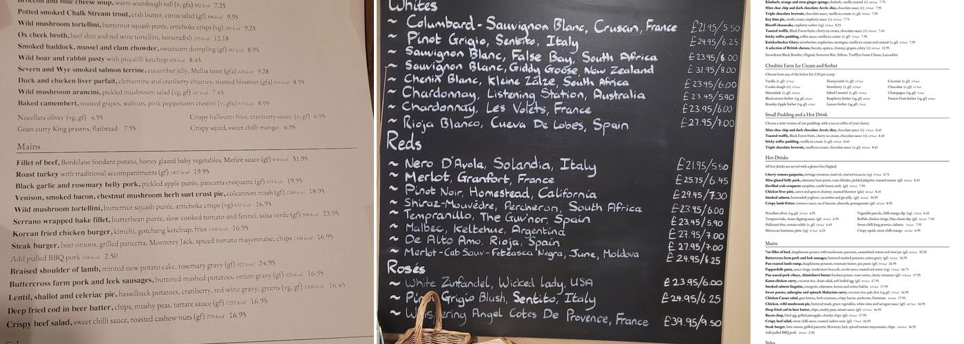 The Hayhurst Arms Menu