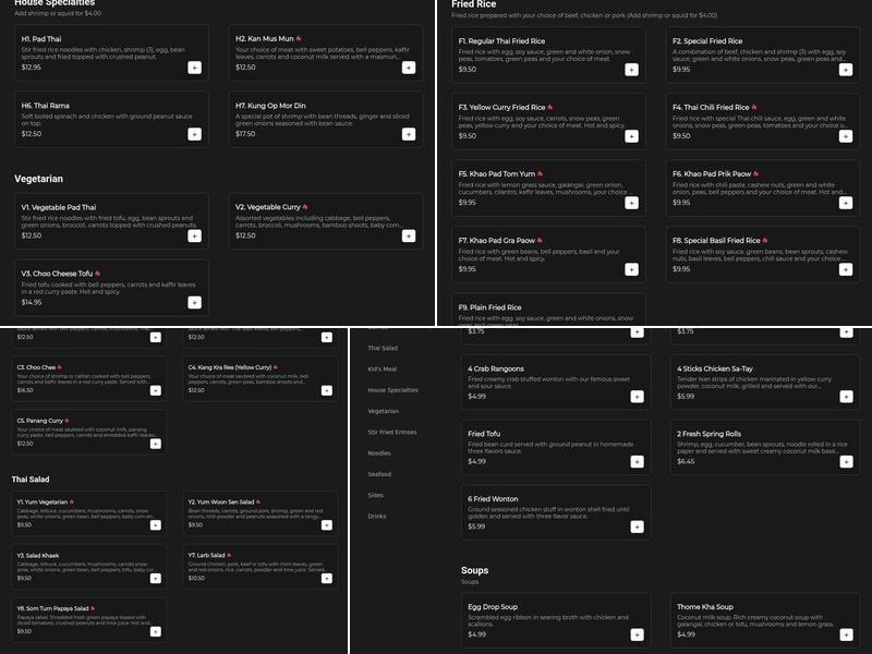 Rearn Thai Restaurant Menu