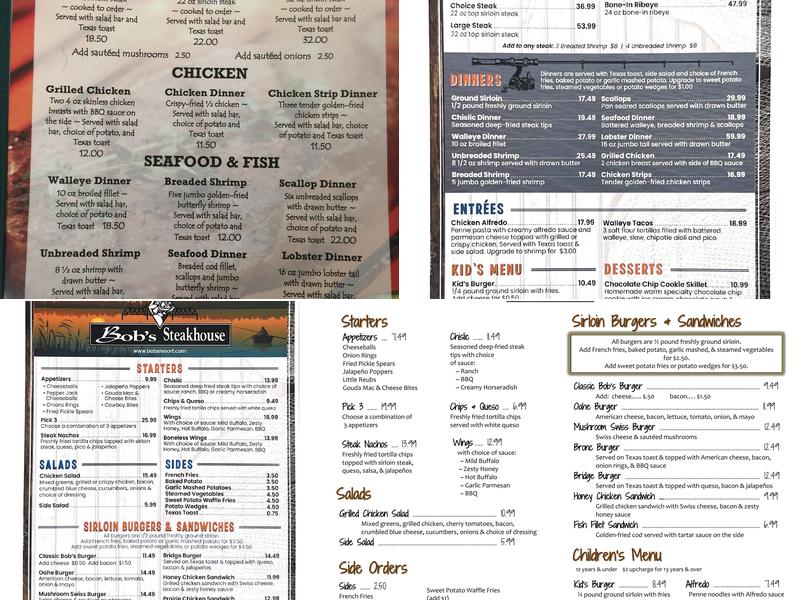Bob's Steakhouse Menu