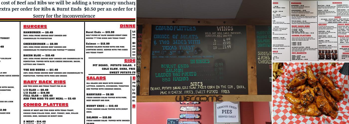 Bubba's BBQ Menu