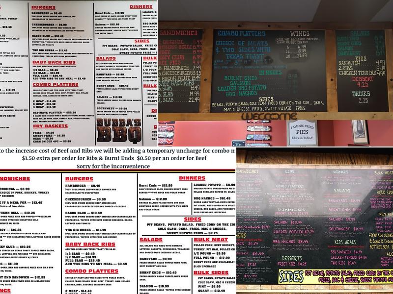 Bubba's BBQ Menu