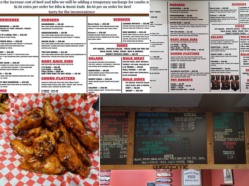 Bubba's BBQ Menu