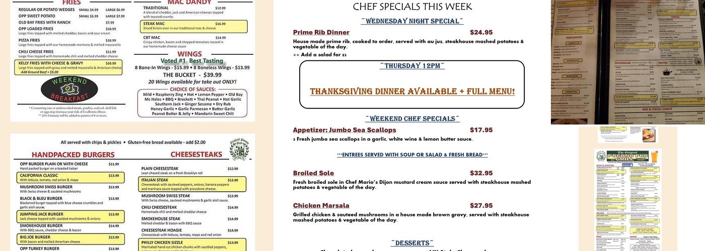 Original Pocono Pub And Grill Menu