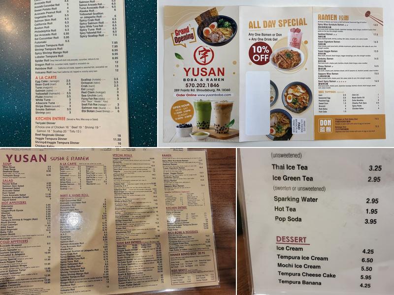 Yusan Sushi & Ramen Menu