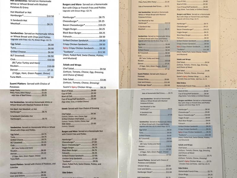 Suomi Home Bakery & Restaurant Menu