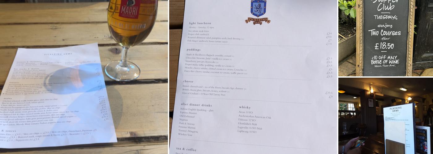 The Pickering Arms Menu