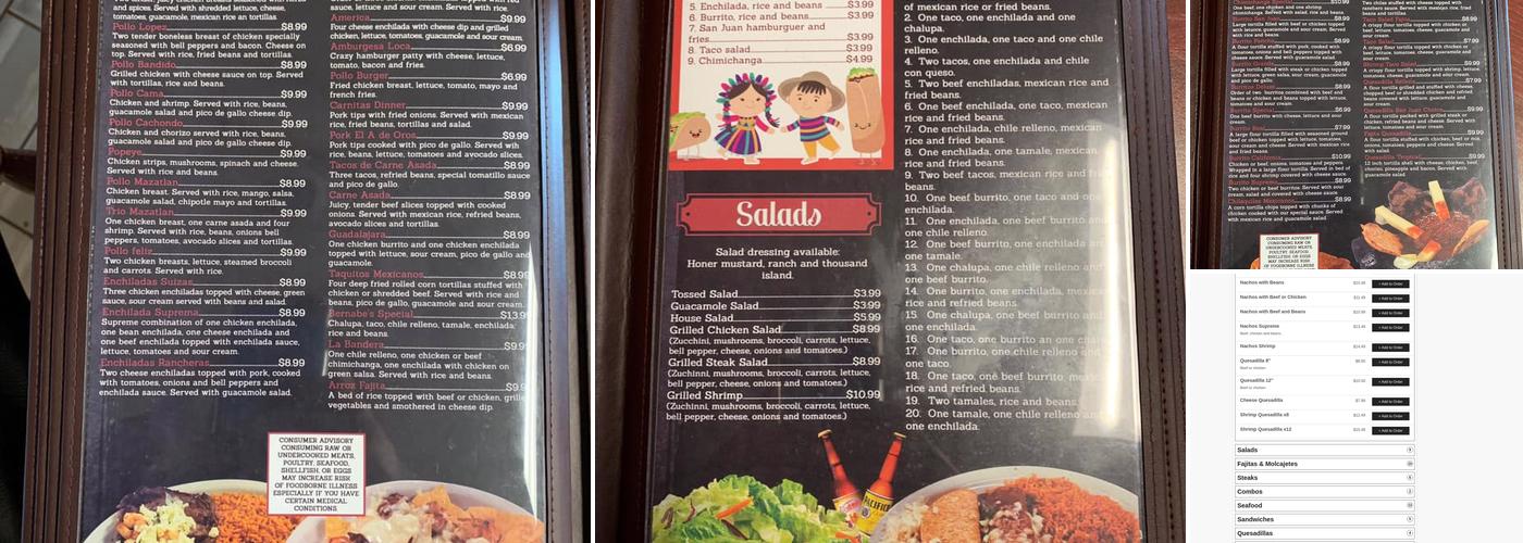 El Tapatio Menu