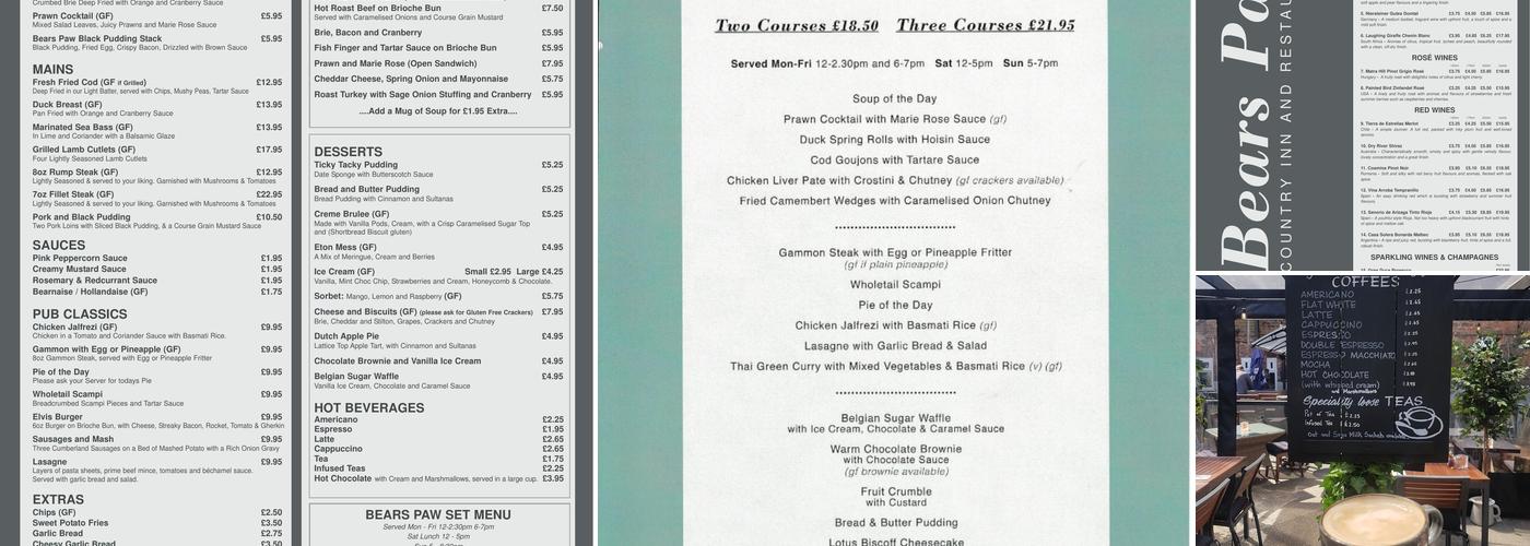 Bears Paw Country Inn & Restaurant Menu