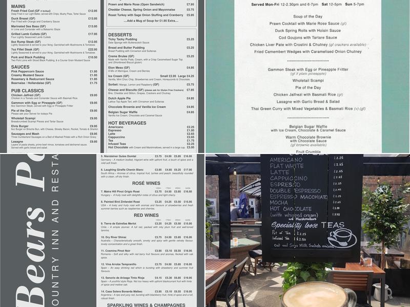 Bears Paw Country Inn & Restaurant Menu