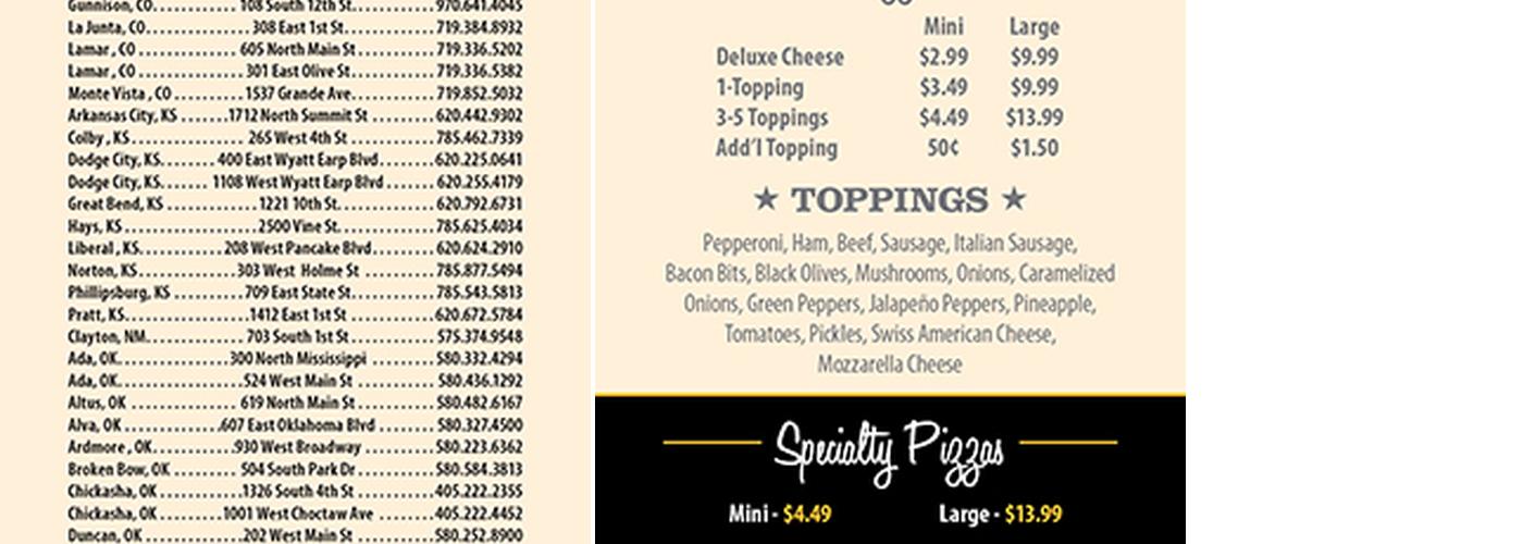 Godfather's Pizza Express Menu