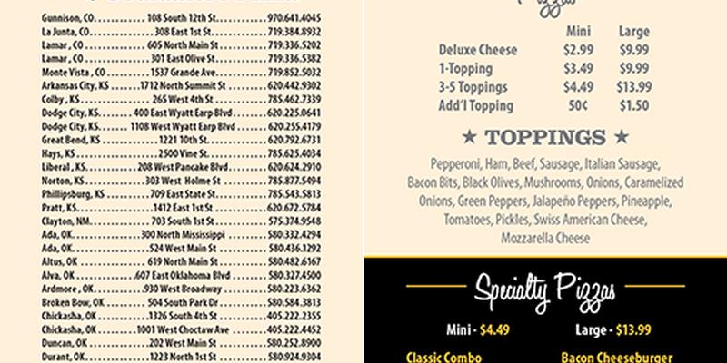 Godfather's Pizza Express Menu