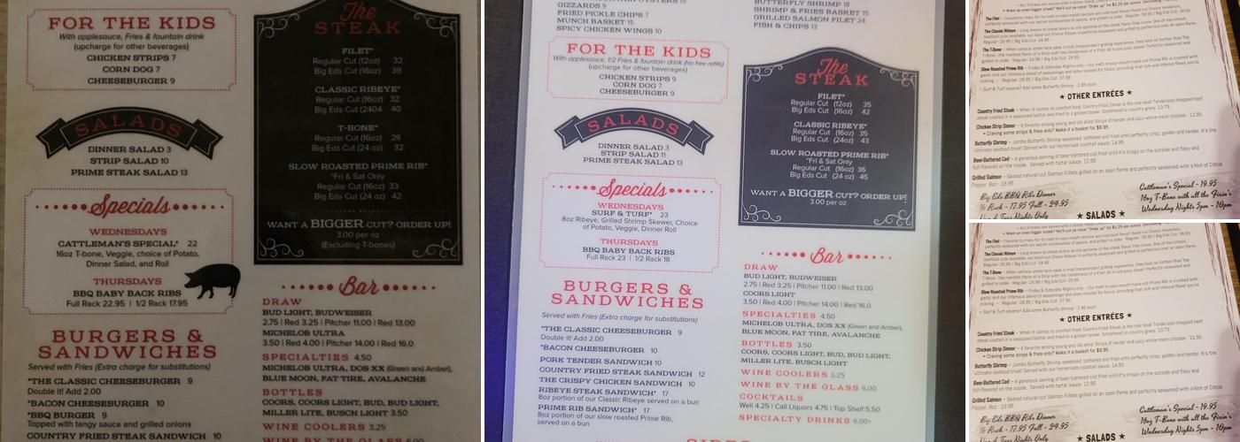 Big Ed's Menu