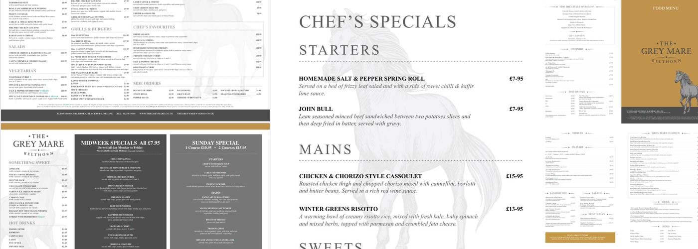 Grey Mare Inn Menu